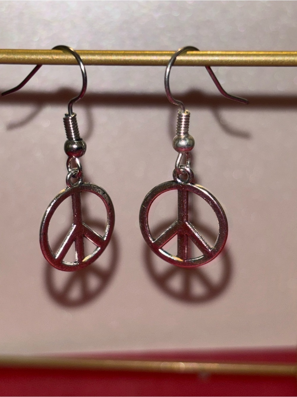 Silver Peace Sign Dangle Earrings - Women Jewelry